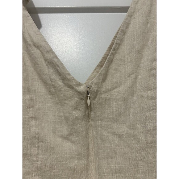 Express Beige Linen Blend Peplum crop tank top ruffle size XL Sleeveless Zip Up - Picture 5 of 5